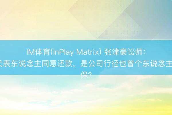 IM体育(InPlay Matrix) 张津豪讼师：法定代表东说念主同意还款，是公司行径也曾个东说念主担保？