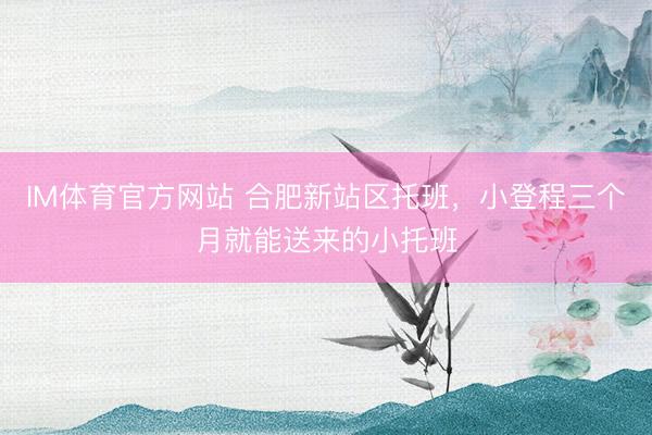 IM体育官方网站 合肥新站区托班，小登程三个月就能送来的小托班