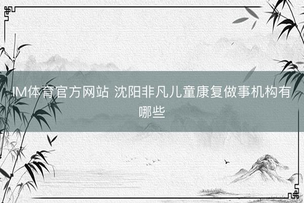 IM体育官方网站 沈阳非凡儿童康复做事机构有哪些