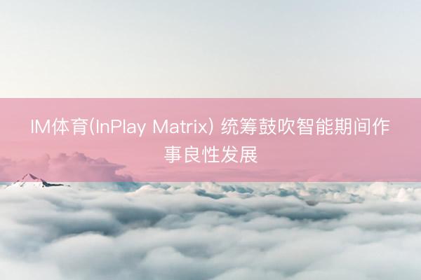 IM体育(InPlay Matrix) 统筹鼓吹智能期间作事良性发展