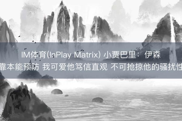 IM体育(InPlay Matrix) 小贾巴里：伊森靠本能预防 我可爱他笃信直观 不可抢掠他的骚扰性