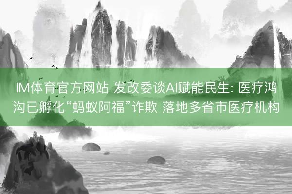 IM体育官方网站 发改委谈AI赋能民生: 医疗鸿沟已孵化“蚂蚁阿福”诈欺 落地多省市医疗机构