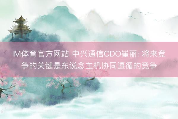 IM体育官方网站 中兴通信CDO崔丽: 将来竞争的关键是东说念主机协同遵循的竞争