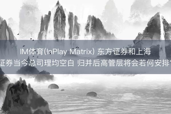 IM体育(InPlay Matrix) 东方证券和上海证券当今总司理均空白 归并后高管层将会若何安排?