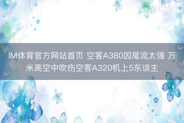 IM体育官方网站首页 空客A380因尾流太强 万米高空中吹伤空客A320机上5东谈主