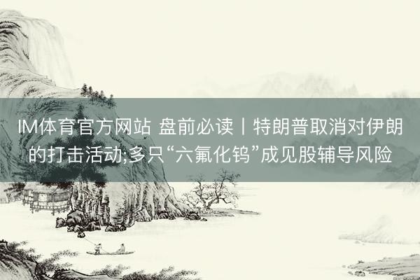IM体育官方网站 盘前必读丨特朗普取消对伊朗的打击活动;多只“六氟化钨”成见股辅导风险