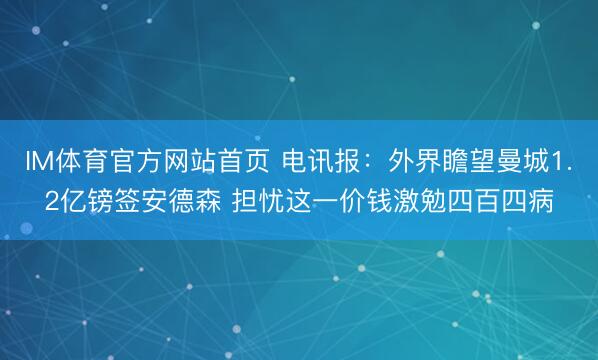 IM体育官方网站首页 电讯报：外界瞻望曼城1.2亿镑签安德森 担忧这一价钱激勉四百四病