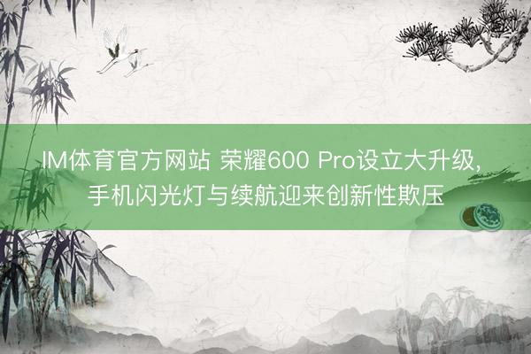 IM体育官方网站 荣耀600 Pro设立大升级， 手机闪光灯与续航迎来创新性欺压