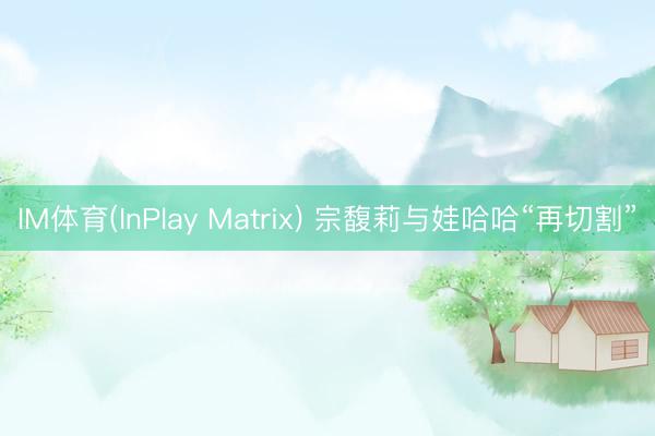 IM体育(InPlay Matrix) 宗馥莉与娃哈哈“再切割”